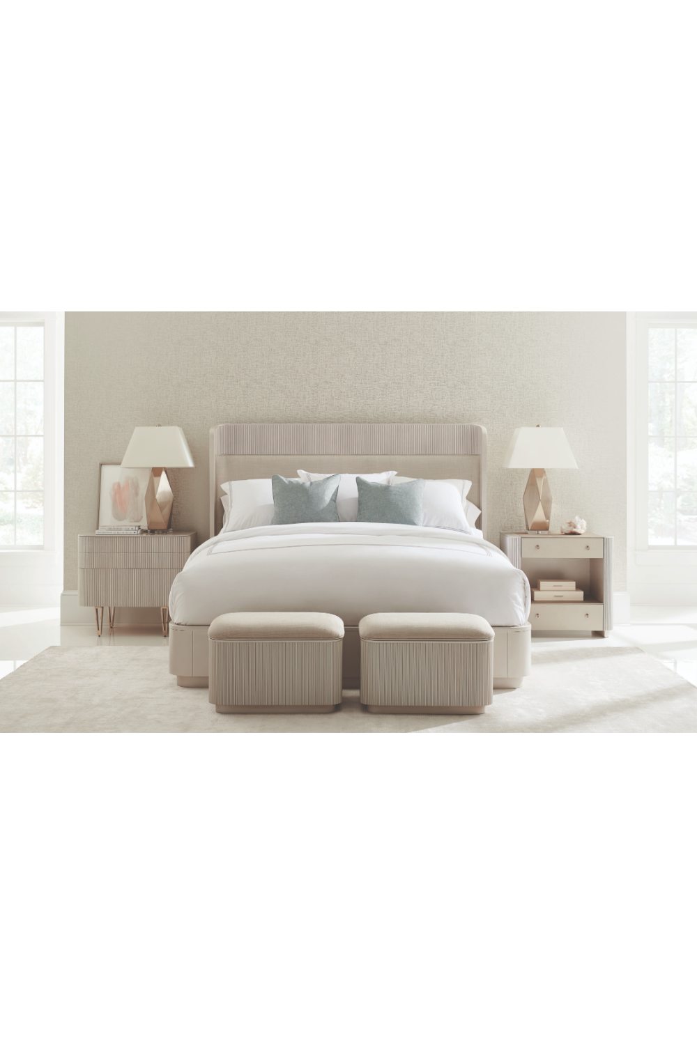 Beige Fluted Storage Ottoman | Caracole For The Love Of | Caracole.eu.com