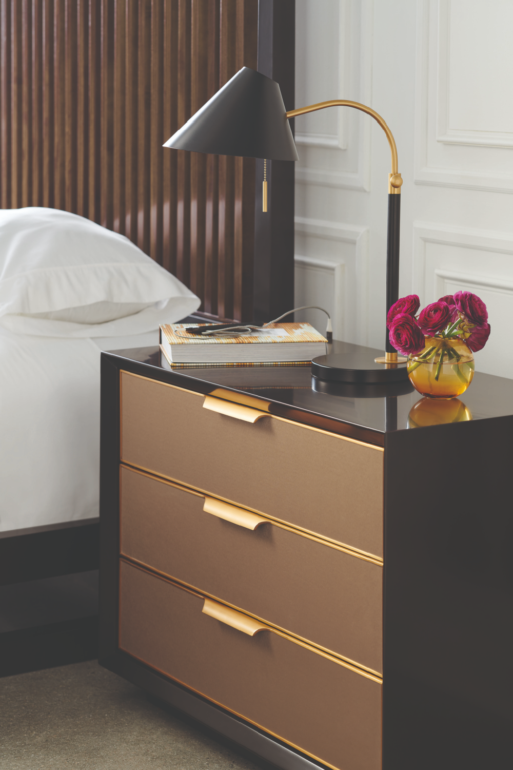 Dark Chocolate Wooden Nightstand | Caracole Triple Wrap | Oroa.com