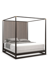 Brown Wooden Canopy Bed | Caracole Pinstripe | Caracole.eu.com