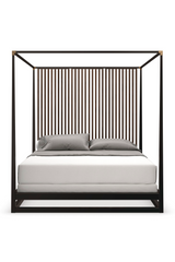 Brown Wooden Canopy Bed | Caracole Pinstripe | Caracole.eu.com