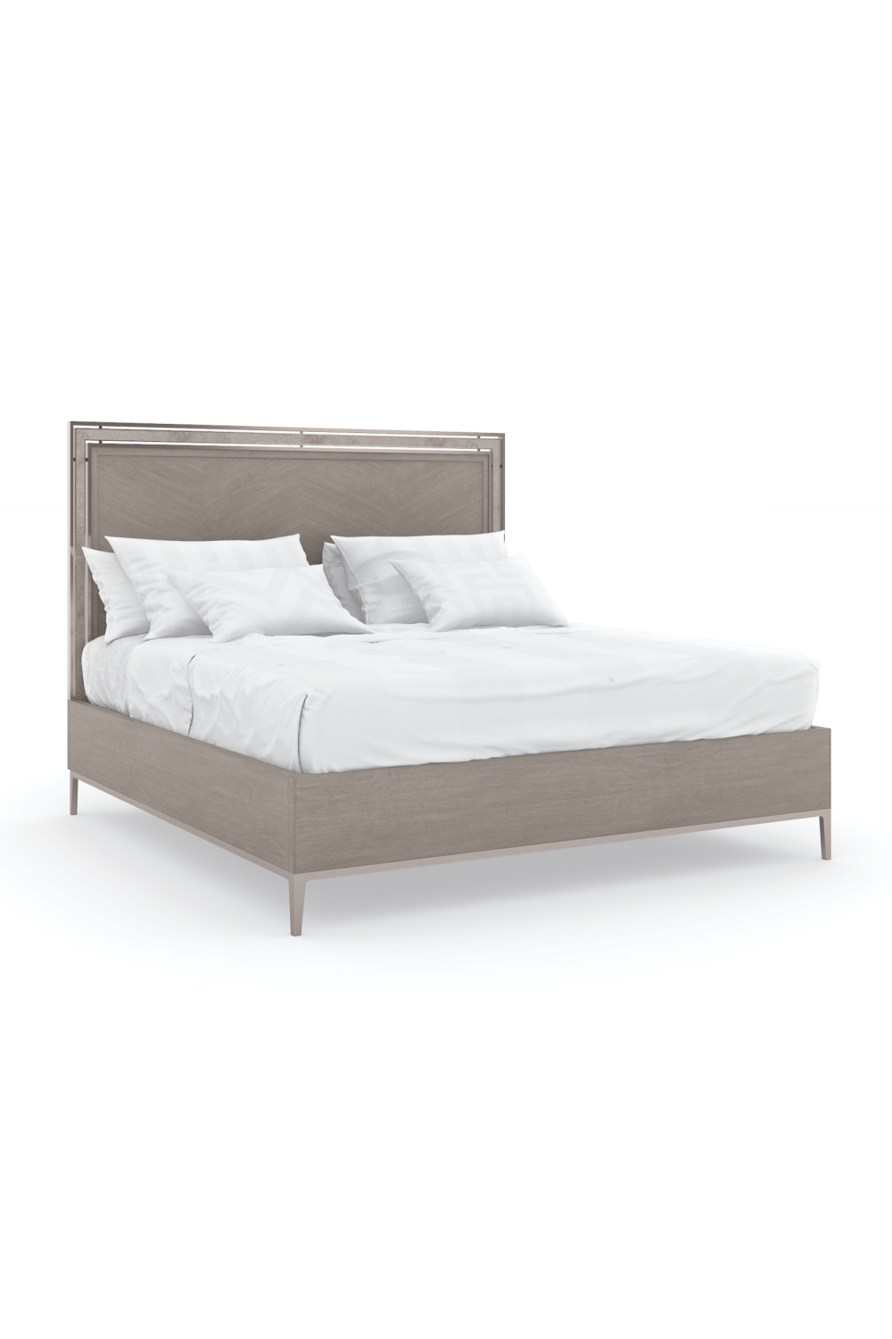 Herringbone Pattern California King Bed | Caracole Serenity | Caracole.eu.com