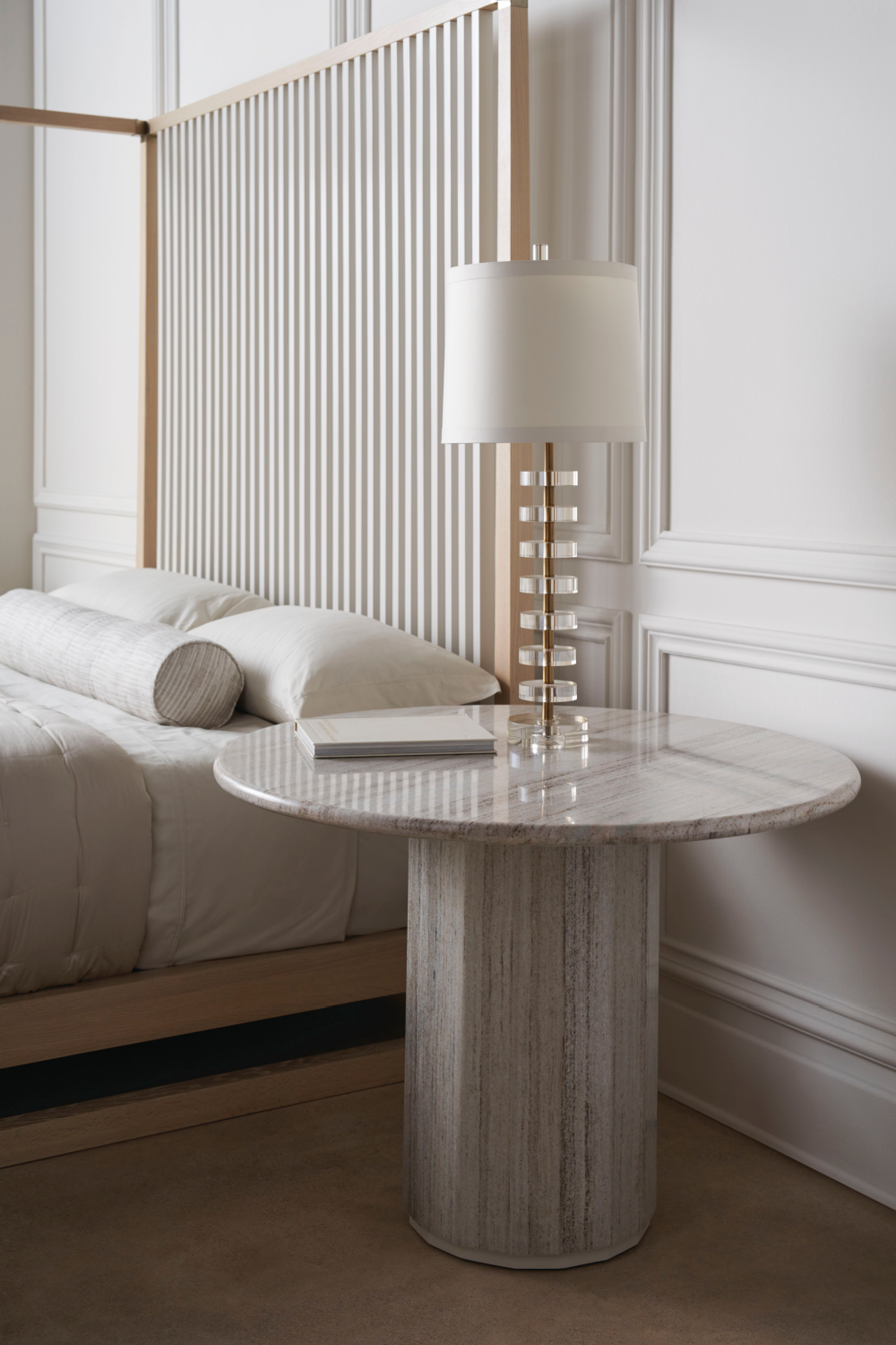 Light Oak Canopy Bed | Caracole Pinstripe | Caracole.eu.com