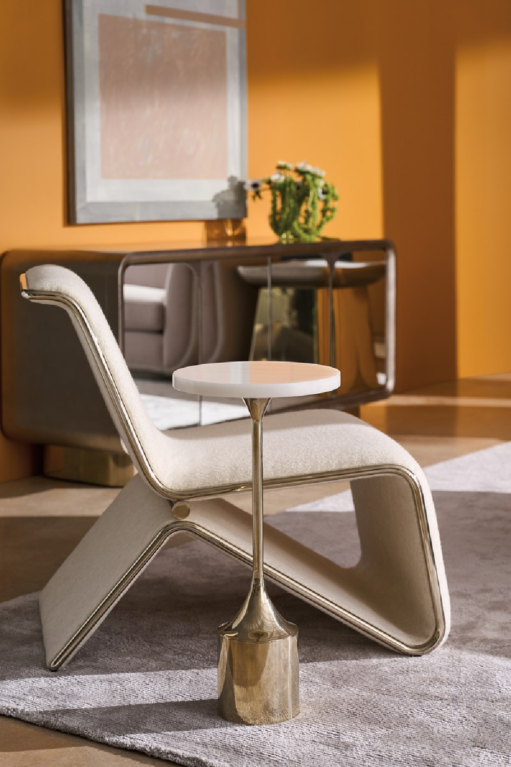 White Stone Pedestal Side Table | Caracole Beta | Caracole.eu.com