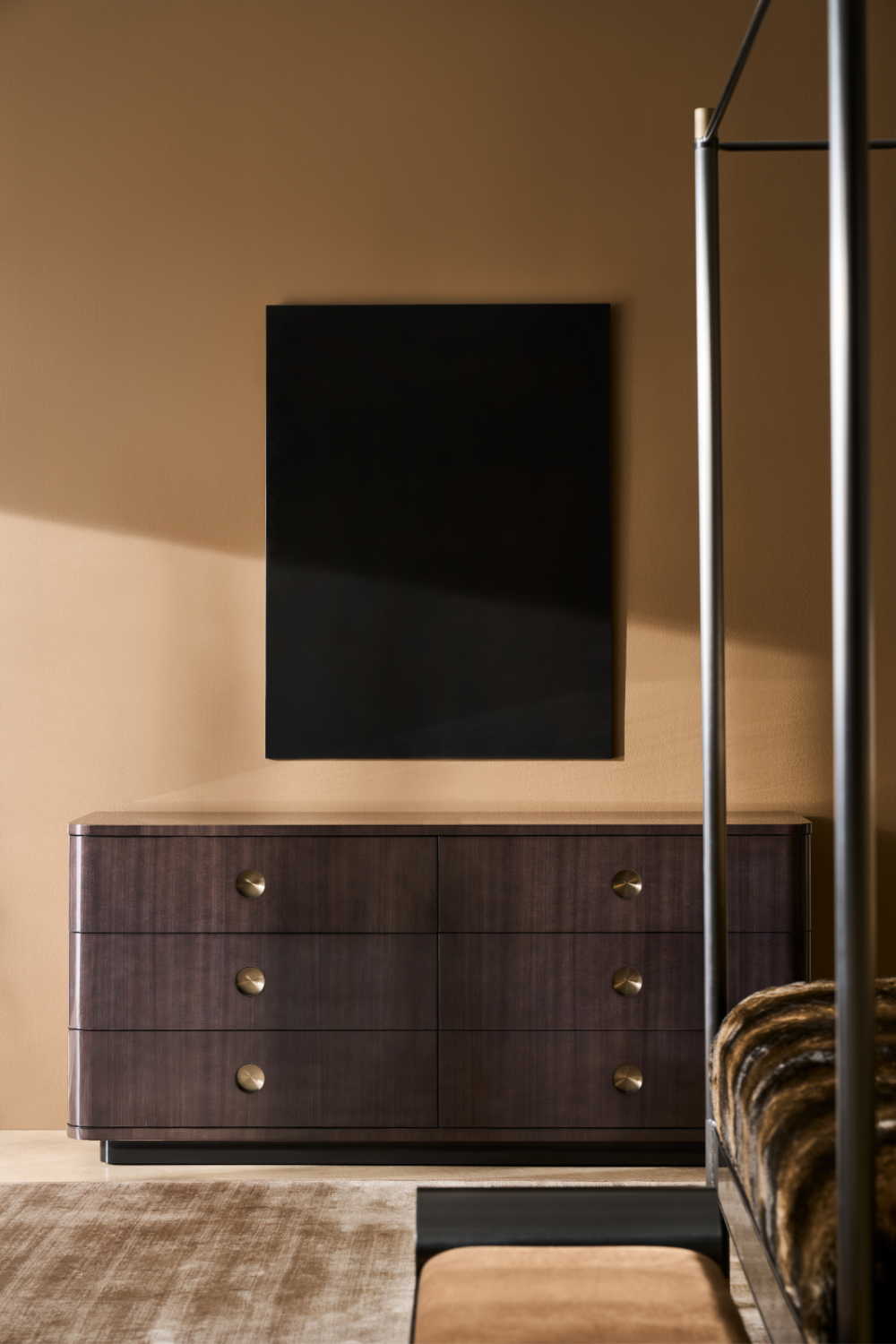 Bronze Framed Velvet Bench | Caracole Beau | Caracole.eu.com