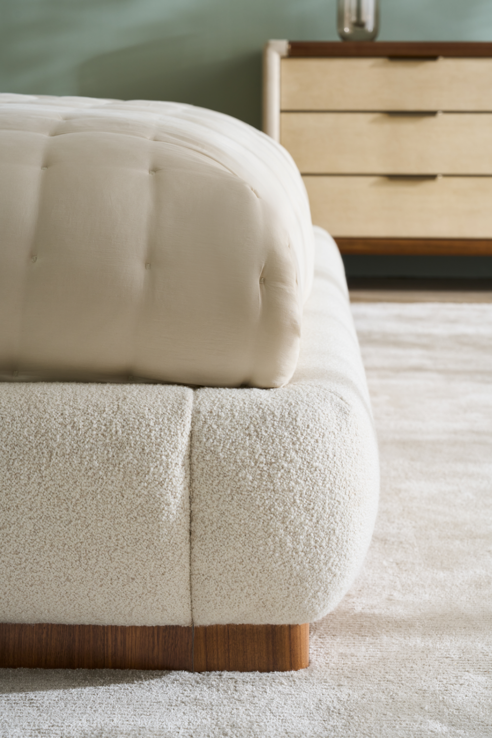 White Bouclé Bed | Caracole Botero | Caracole.eu.com