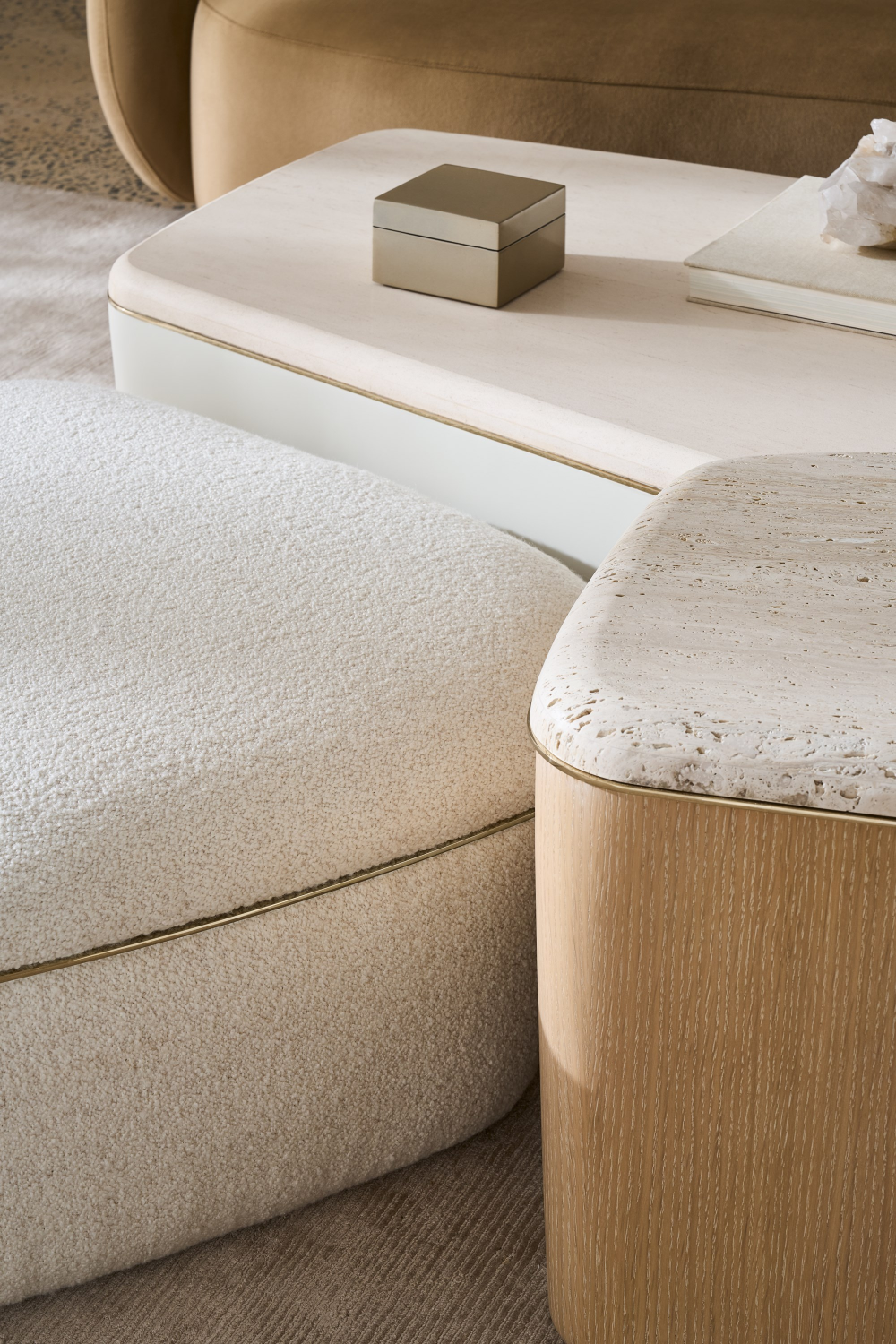 Ivory Bouclé Coffee Table | Caracole Serir | Caracole.eu.com