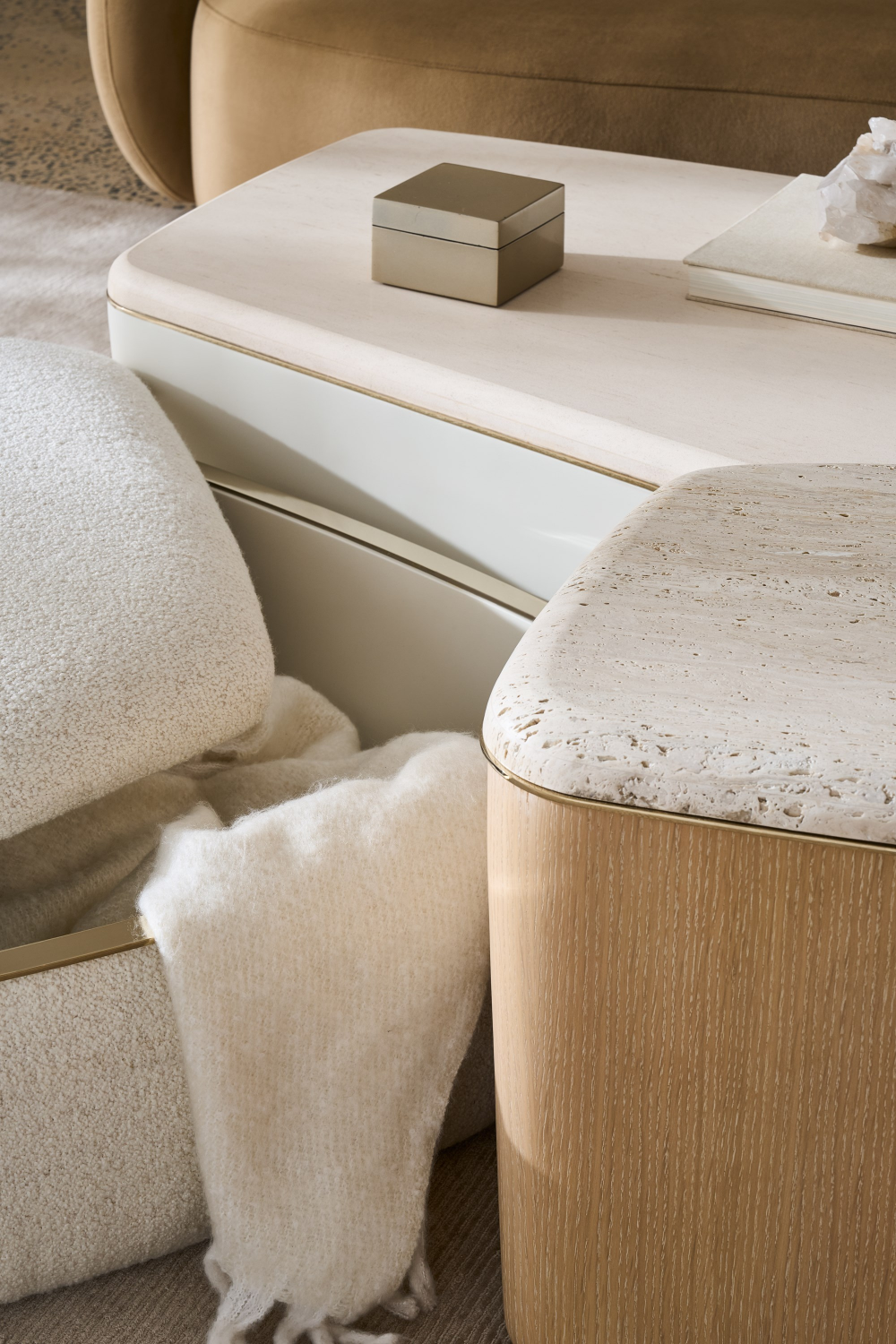 Ivory Bouclé Coffee Table | Caracole Serir | Caracole.eu.com