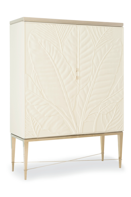 Carved White Modern Bar Cabinet | Caracole Palms Up! | Caracole.eu.com
