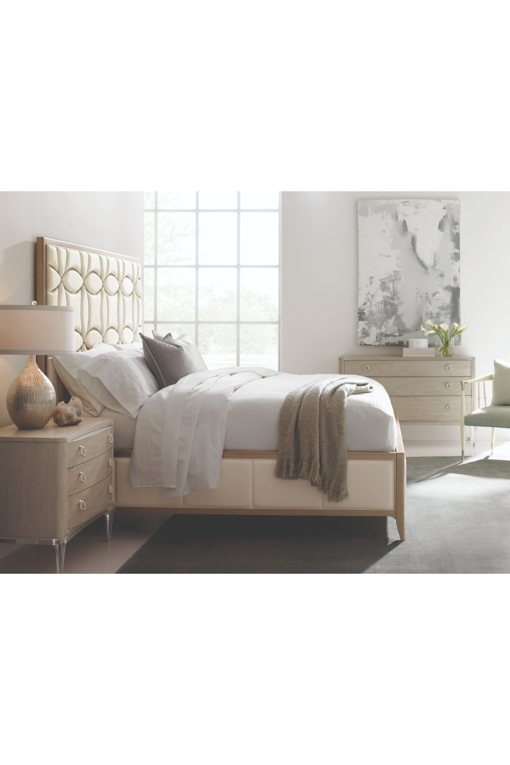 Light Gray Modern Nightstand | Caracole Floating On Air | Oroa.com