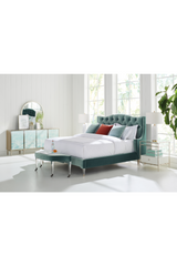 Blue Upholstered Tufted California King Bed | Caracole Do Not Disturb | Caracole.eu.com