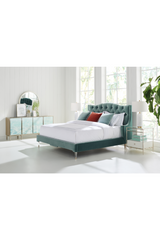 Blue Upholstered Tufted California King Bed | Caracole Do Not Disturb | Caracole.eu.com