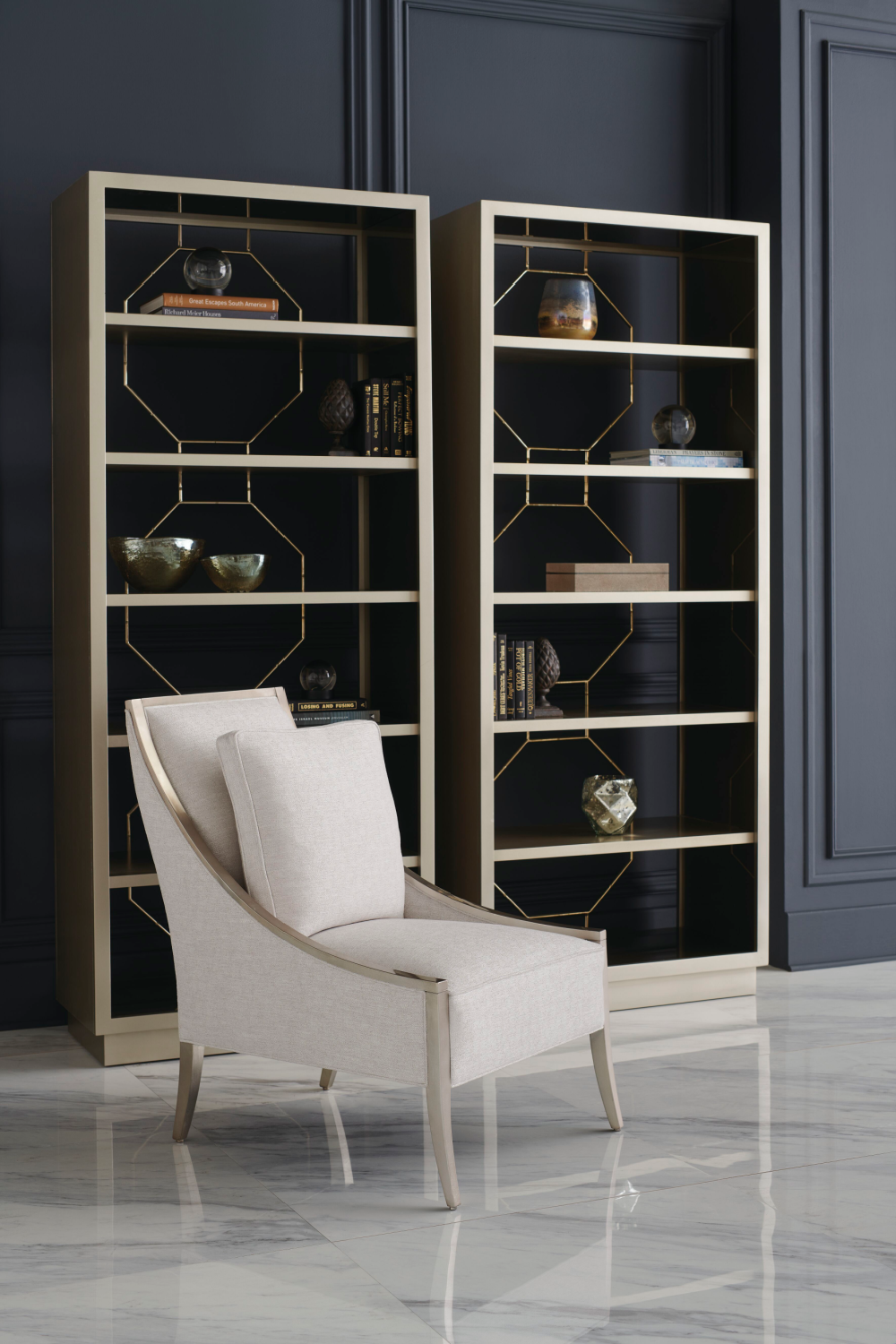 Taupe Metallic Modern Shelf | Caracole Going Up | Caracole.eu.com