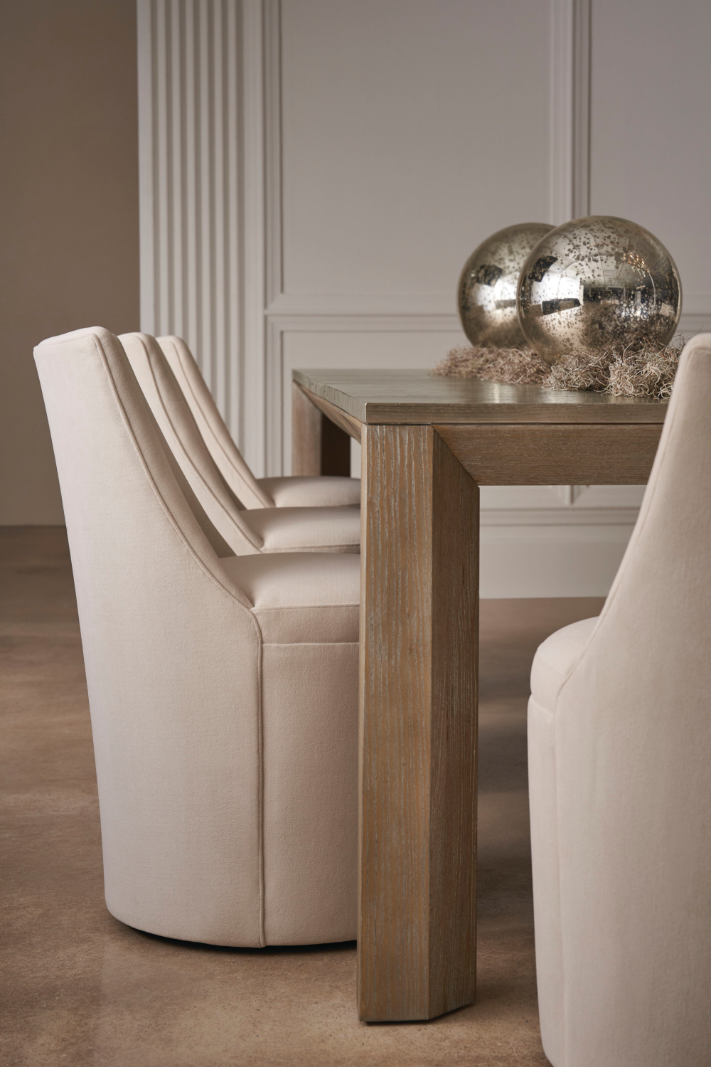 Microfiber Modern Dining Chair | Caracole Barrel Roll | Caracole.eu.com