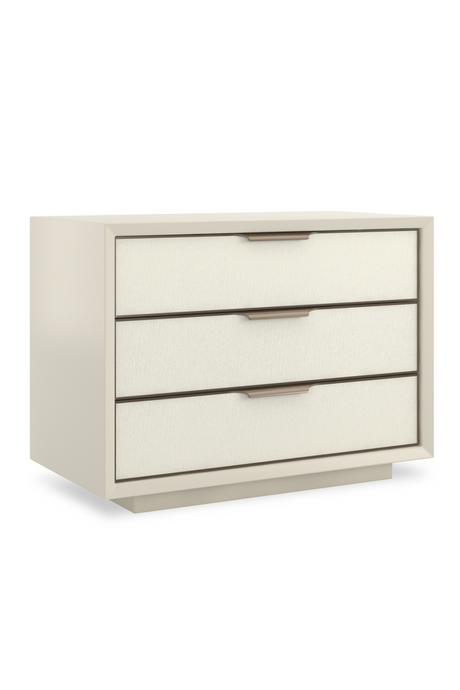 White Vinyl 3-Drawer Nightstand | Caracole Triple Wrap | Oroa.com