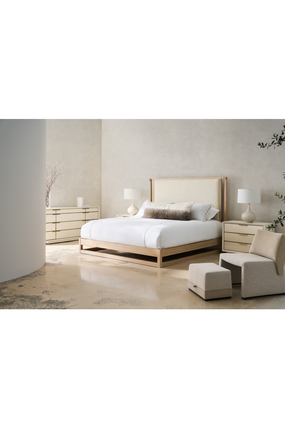 White Vinyl 3-Drawer Nightstand | Caracole Triple Wrap | Oroa.com