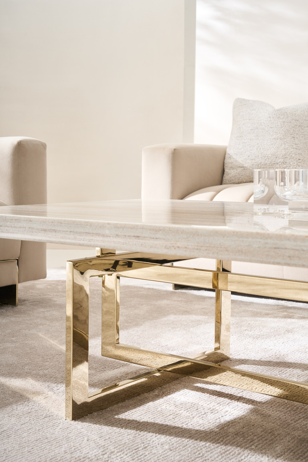 Geometrical Gold Base Coffee Table | Caracole Wish You Were Here | Caracole.eu.com
