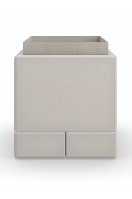Taupe Leather Side Table | Caracole Bindi | Caracole.eu.com