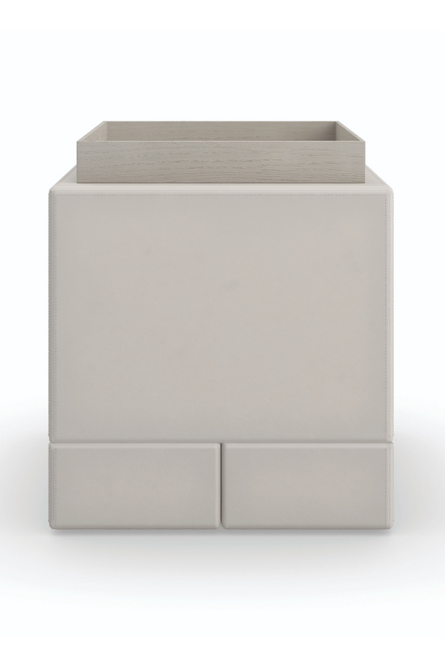 Taupe Leather Side Table | Caracole Bindi | Caracole.eu.com