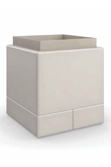 Taupe Leather Side Table | Caracole Bindi | Caracole.eu.com