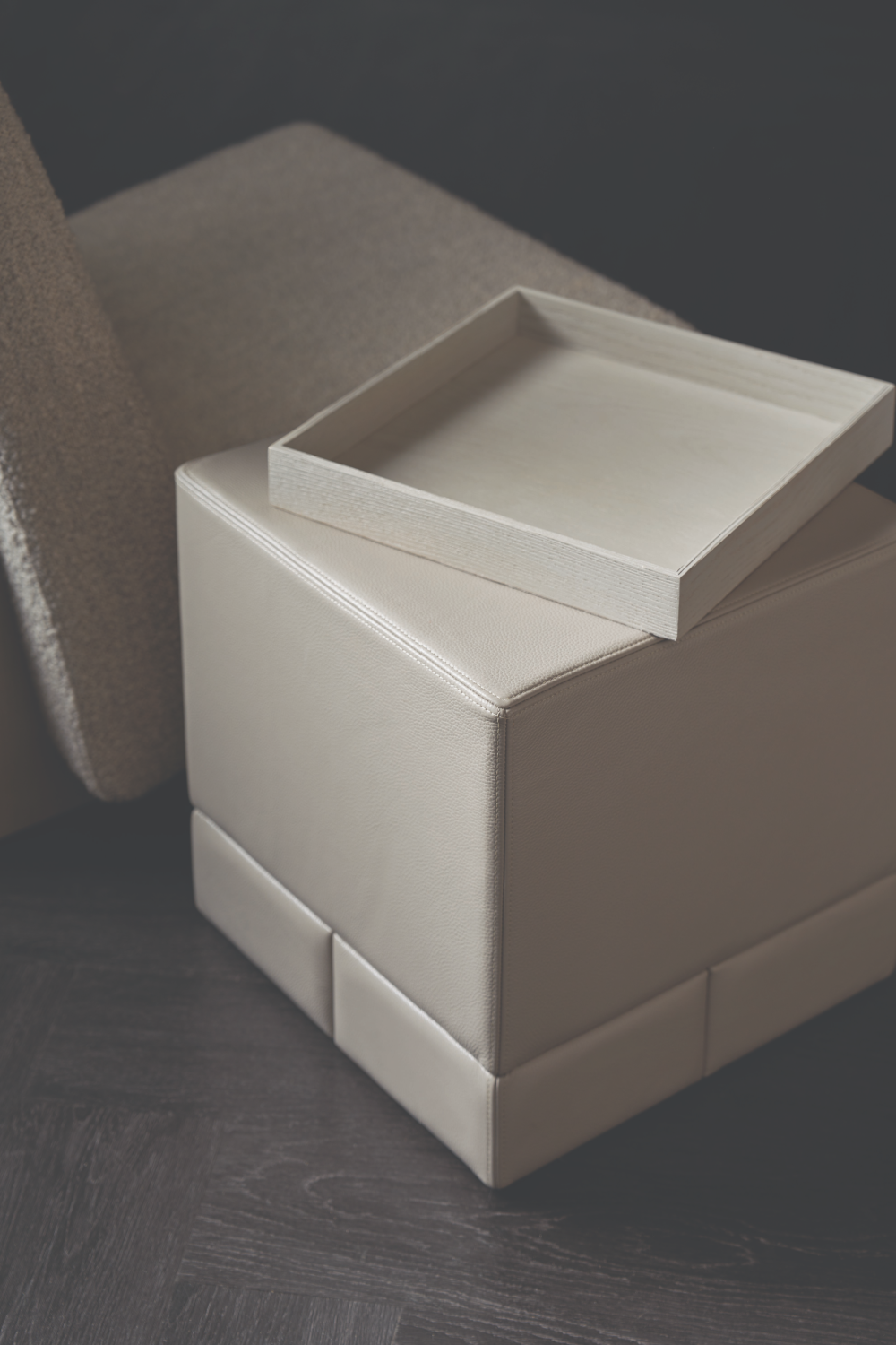 Taupe Leather Side Table | Caracole Bindi | Caracole.eu.com