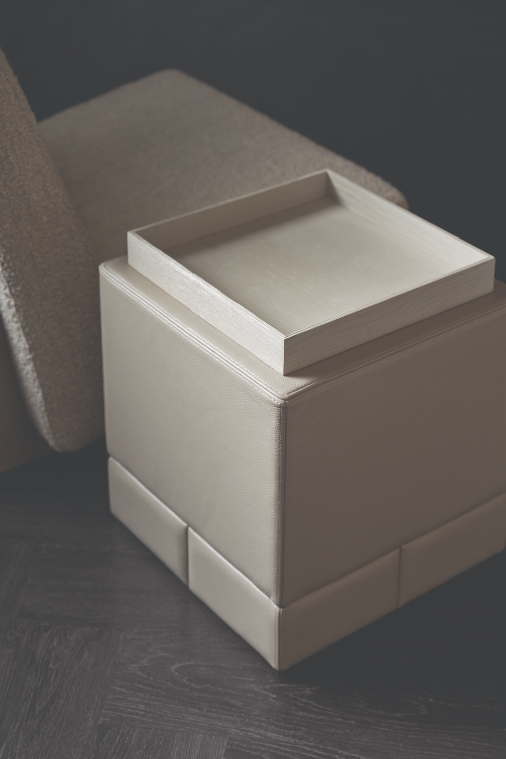Taupe Leather Side Table | Caracole Bindi | Caracole.eu.com