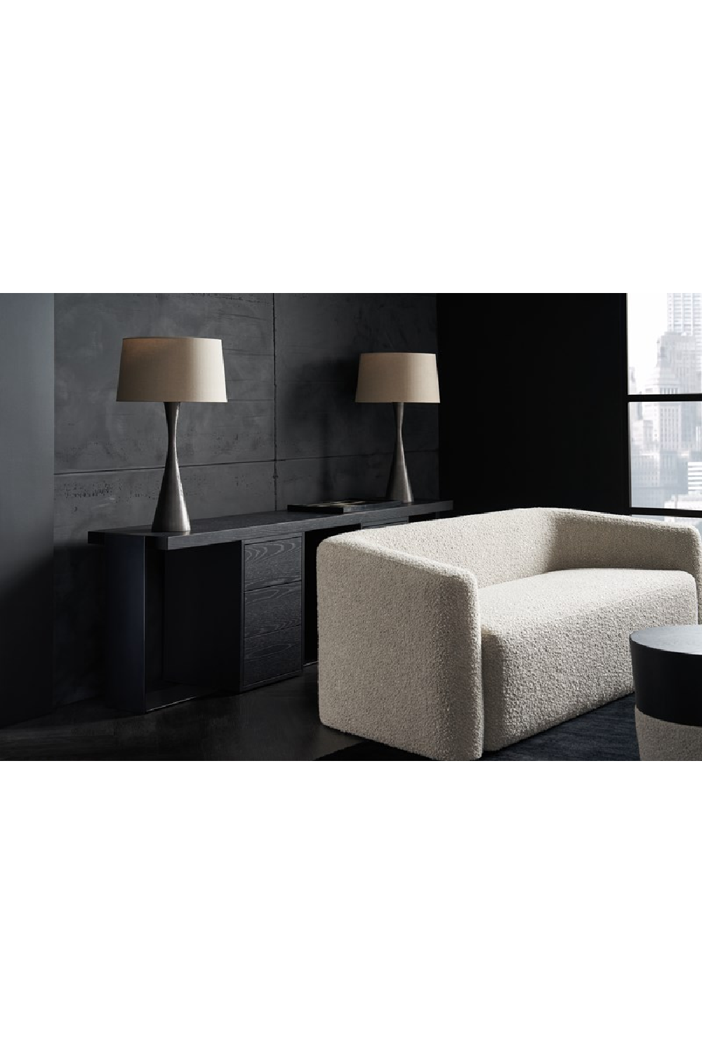 Bouclé Base Round Side Table | Caracole Etta | Caracole.eu.com