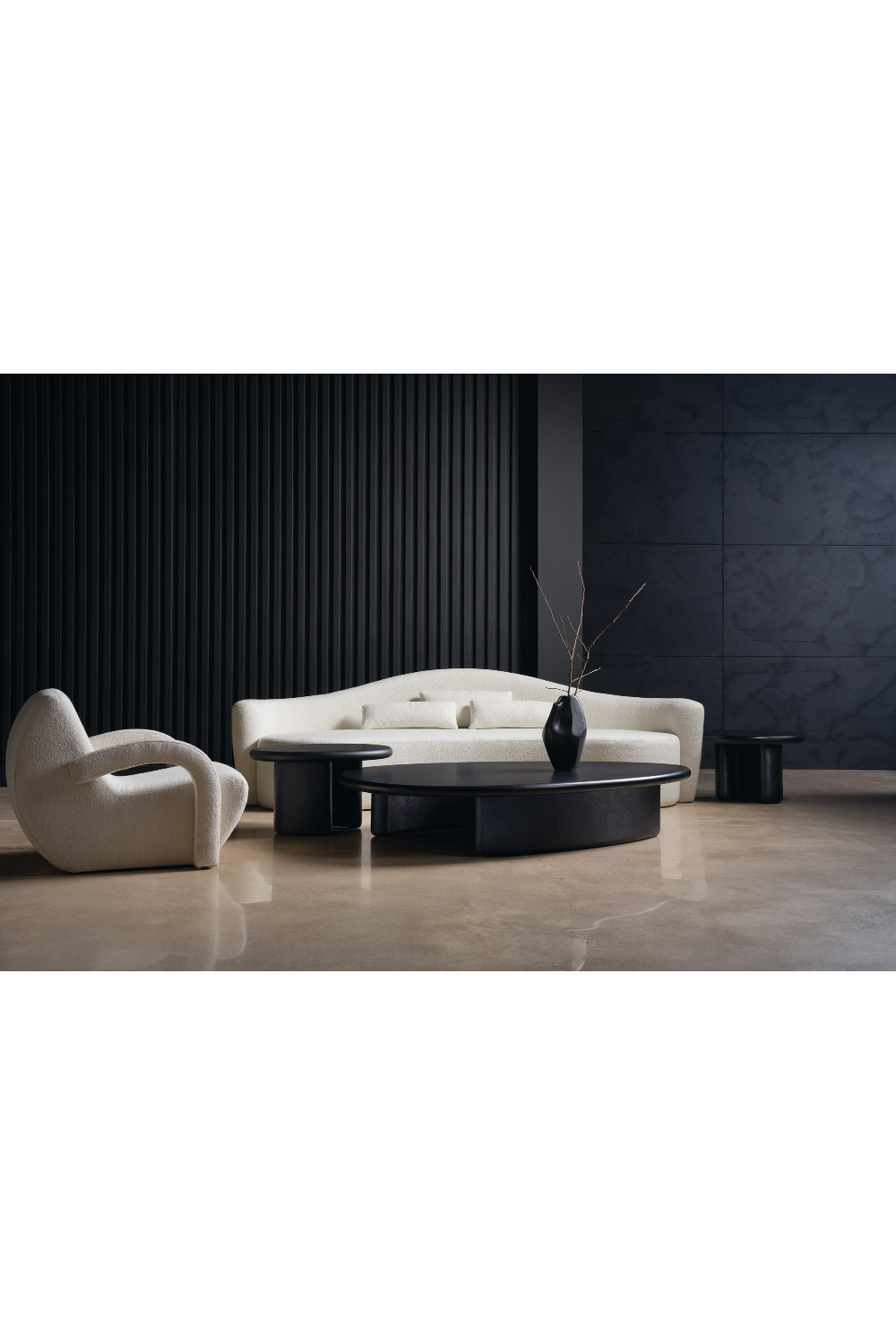 Cream Bouclé Curved Sofa | Caracole Luna | Caracole.eu.com