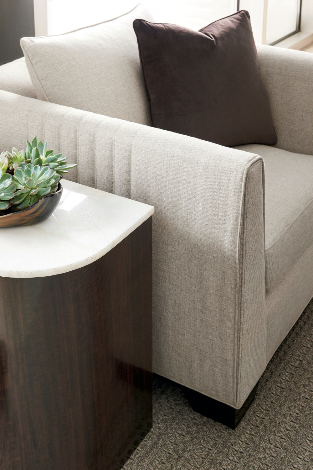 Taupe Linen Lounge Chair | Caracole Moderne | Caracole.eu.com