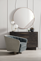Chanelled Turquoise Swivel Chair | Caracole Concentric | Caracole.eu.com