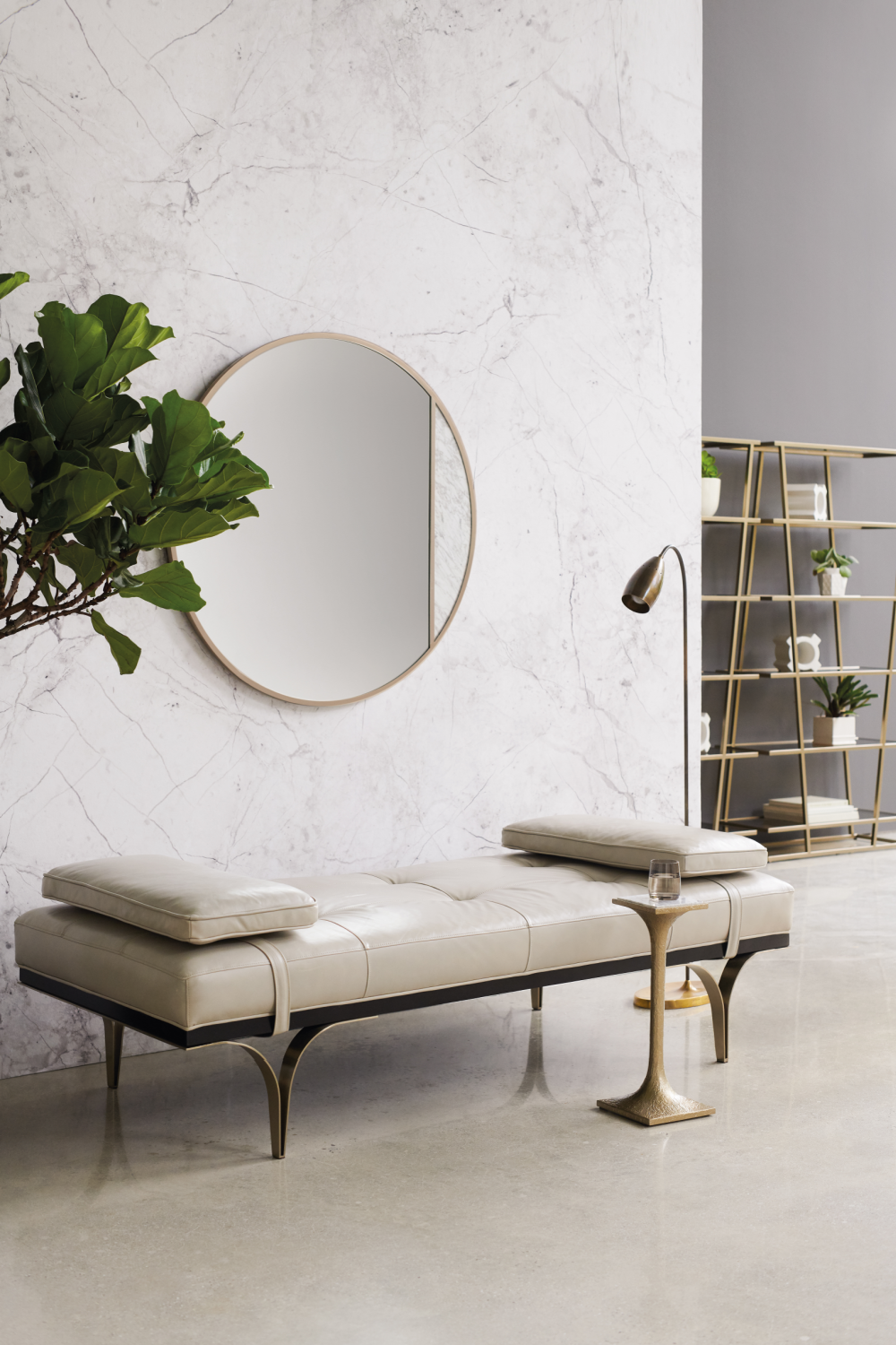 Taupe Leather Daybed | Caracole Head To Head | Caracole.eu.com