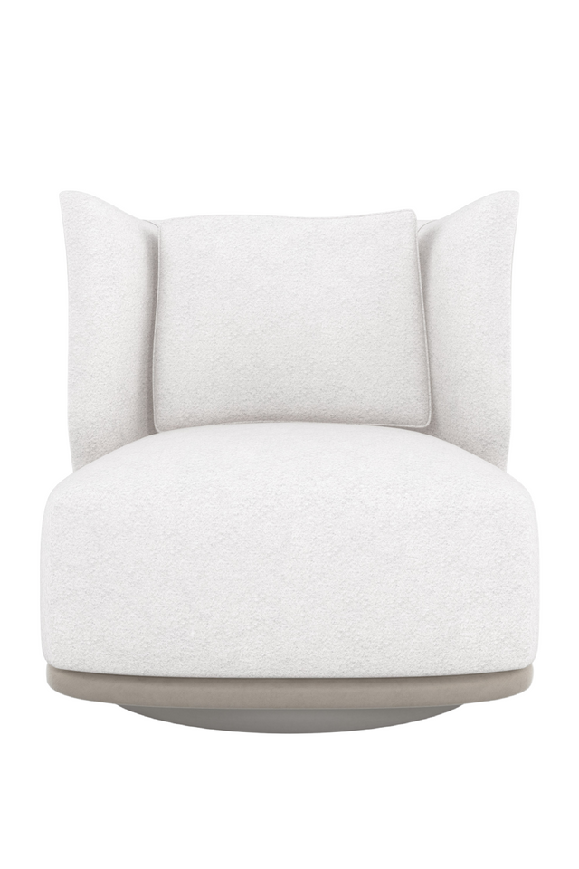 White Bouclé Swivel Chair | Caracole Seville | Caracole.eu.com