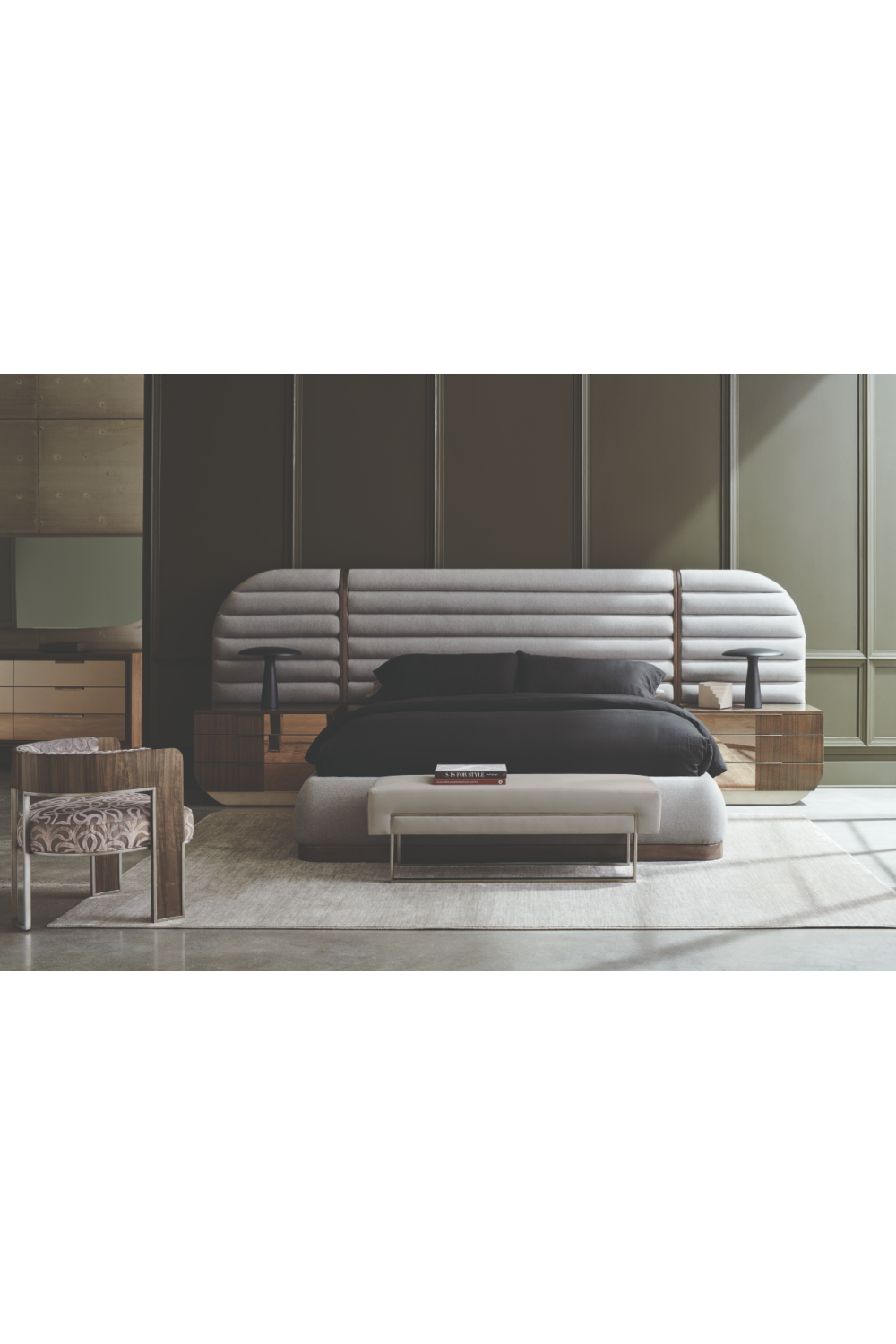Gray Velvet Modern Bench | Caracole La Moda | Caracole.eu.com