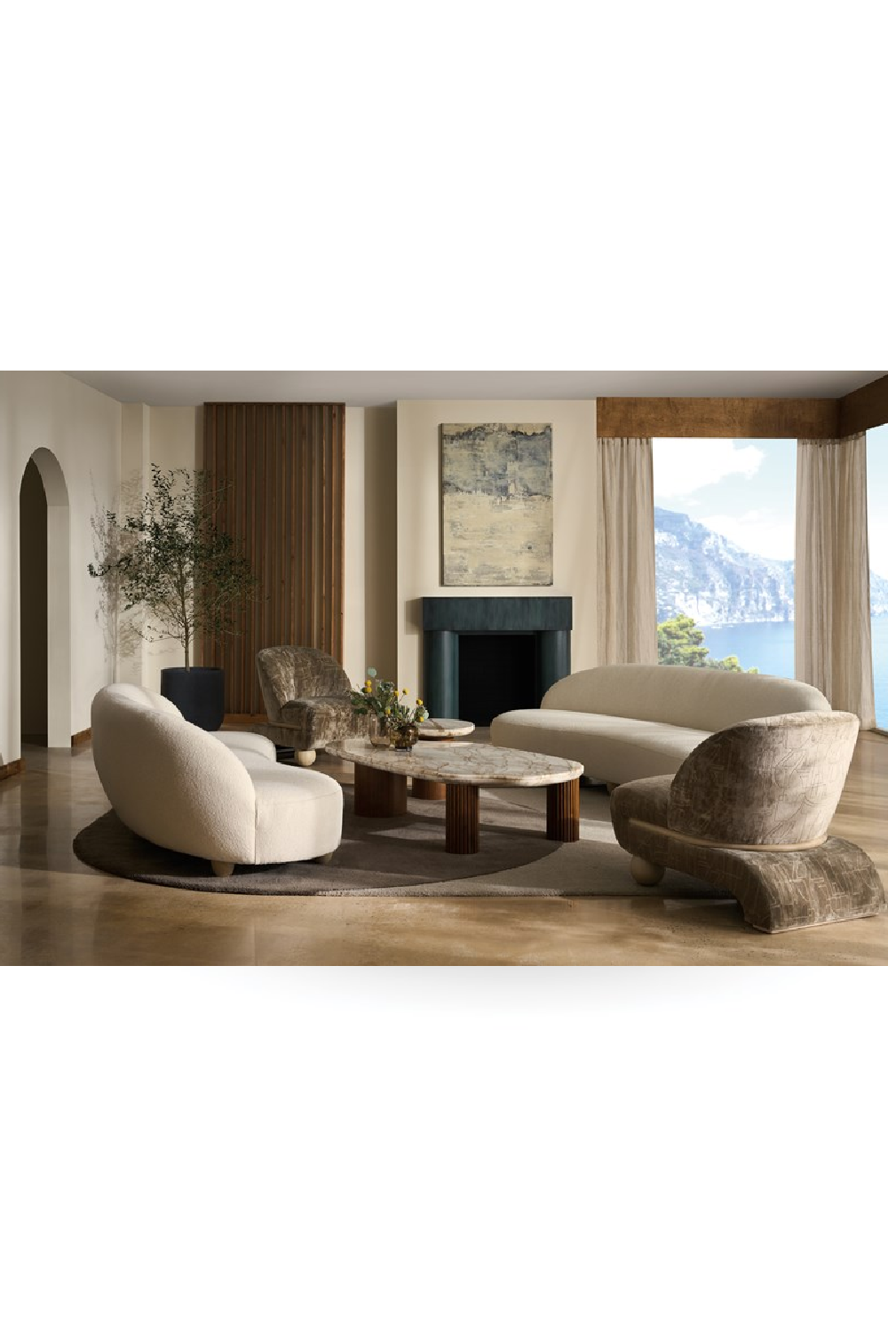 Bouclé Serpentine Sofa | Caracole Tulum | Caracole.eu.com