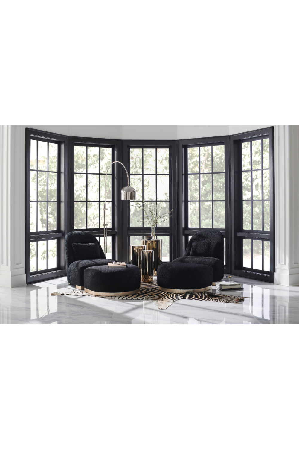 Black Shearling Semi-Circle Lounge | Caracole Act | Caracole.eu.com