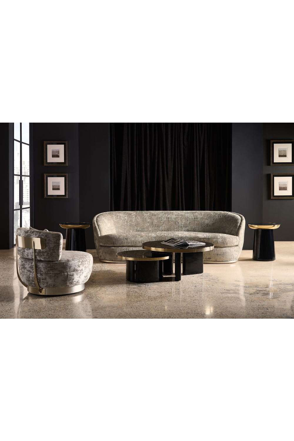 Organic-Shaped Chenille Sofa | Caracole Nebula | Caracole.eu.com