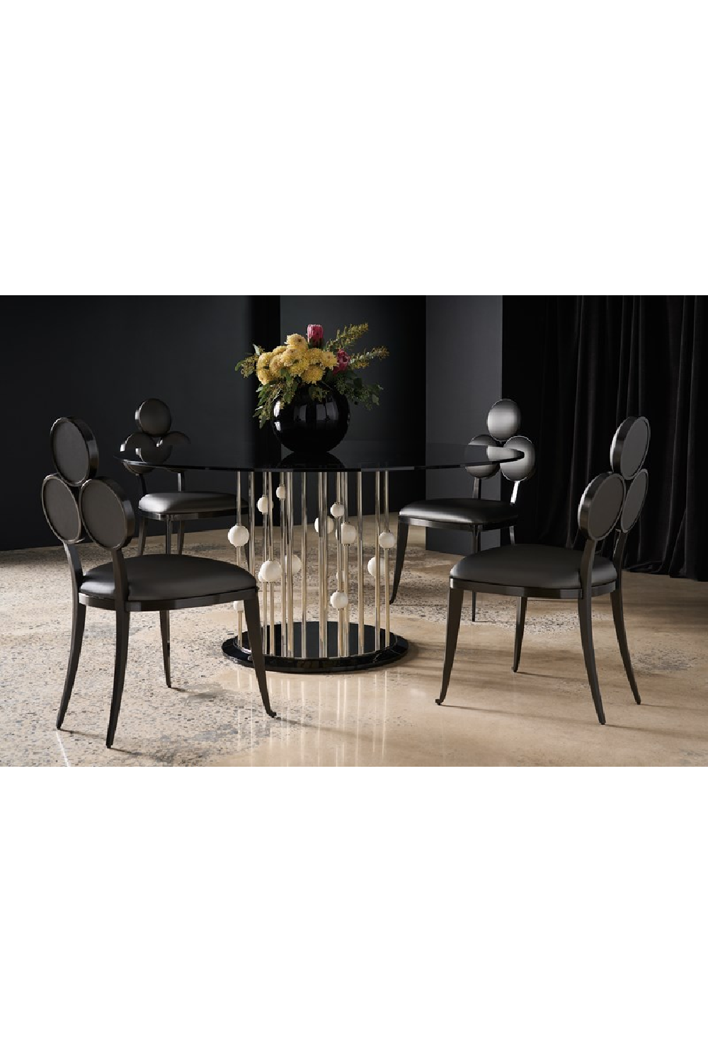 Round Gray Glass Dining Table | Caracole Orbit | Caracole.eu.com