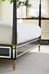Black Leather Canopy Bed | Caracole The Couturier | Caracole.eu.com