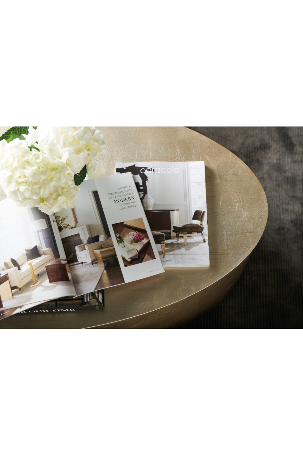 Metallic Leaf Coffee Table | Caracole Come Oval Here | Caracole.eu.com