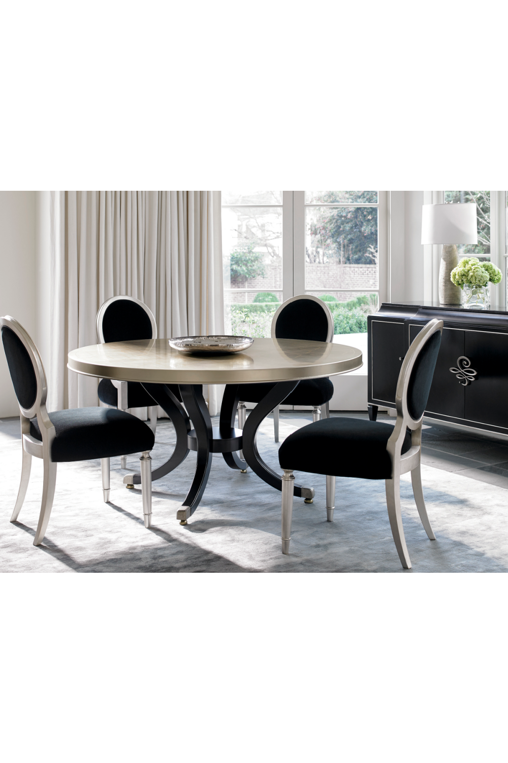 Black Velvet Dining Chairs (2) | Caracole Chit-Chat | Caracole.eu.com