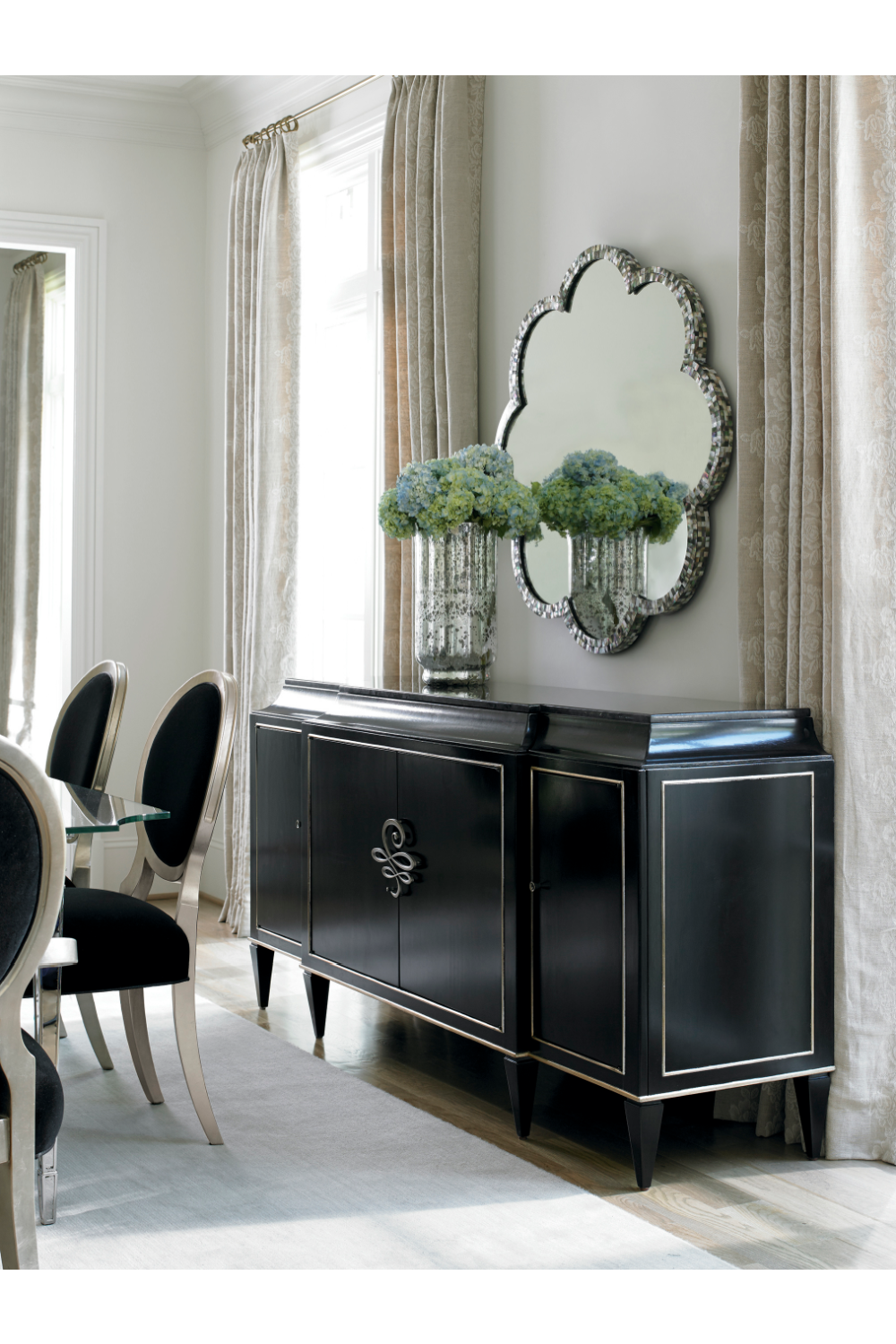 Black Velvet Dining Chairs (2) | Caracole Chit-Chat | Caracole.eu.com