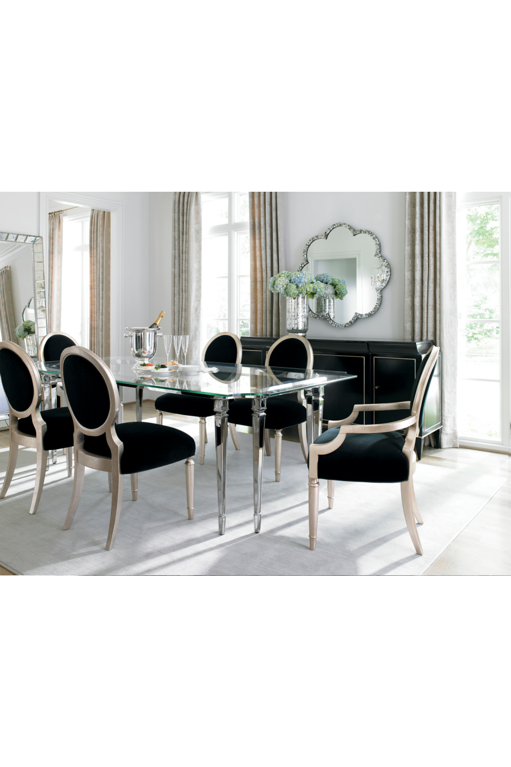 Black Velvet Dining Chairs (2) | Caracole Chit-Chat | Caracole.eu.com