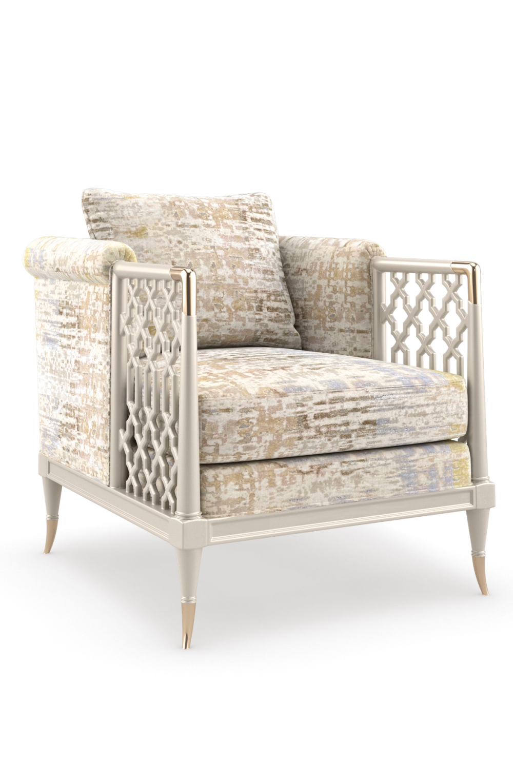 Fretwork Velvet Lounge Chair | Caracole Lattice Entertain You | Caracole.eu.com