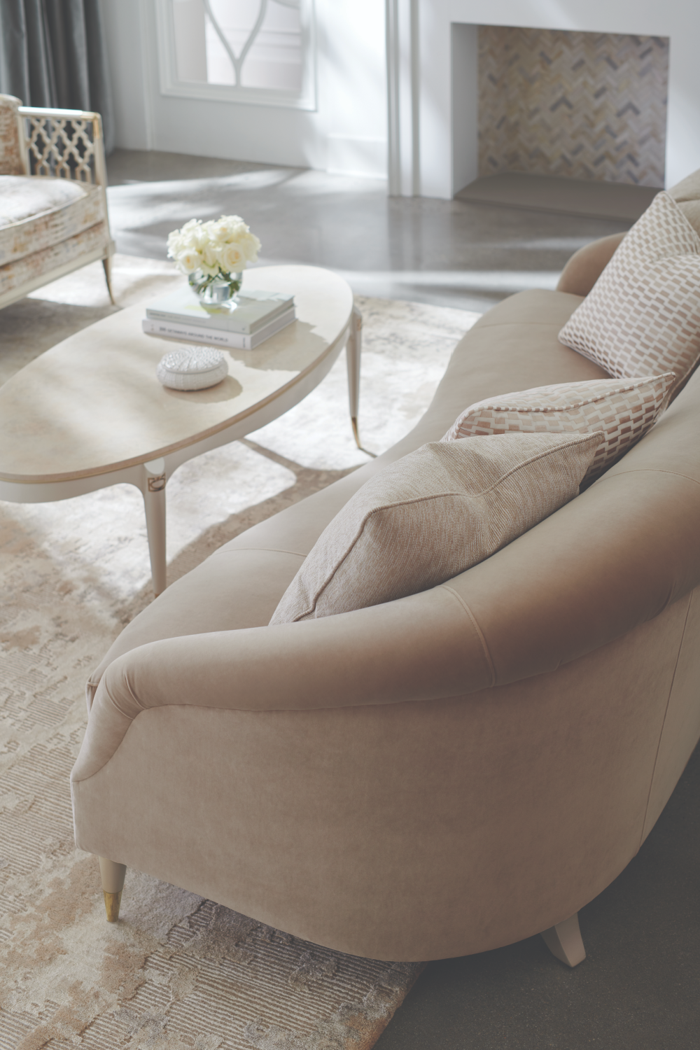 Fretwork Velvet Lounge Chair | Caracole Lattice Entertain You | Caracole.eu.com