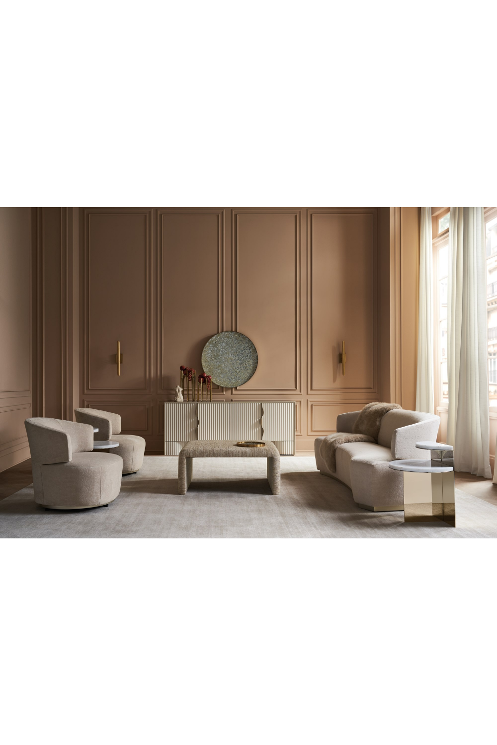 Curved Velvet Sofa | Caracole Olympia | Caracole.eu.com