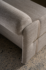 Taupe Leather Strapped Sofa | Caracole Cigar Club | Caracole.eu.com