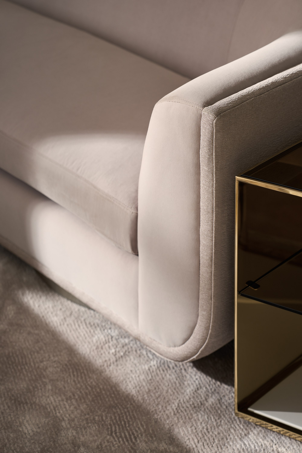 Taupe Velvet Curved Sofa | Caracole Clipper | Caracole.eu.com