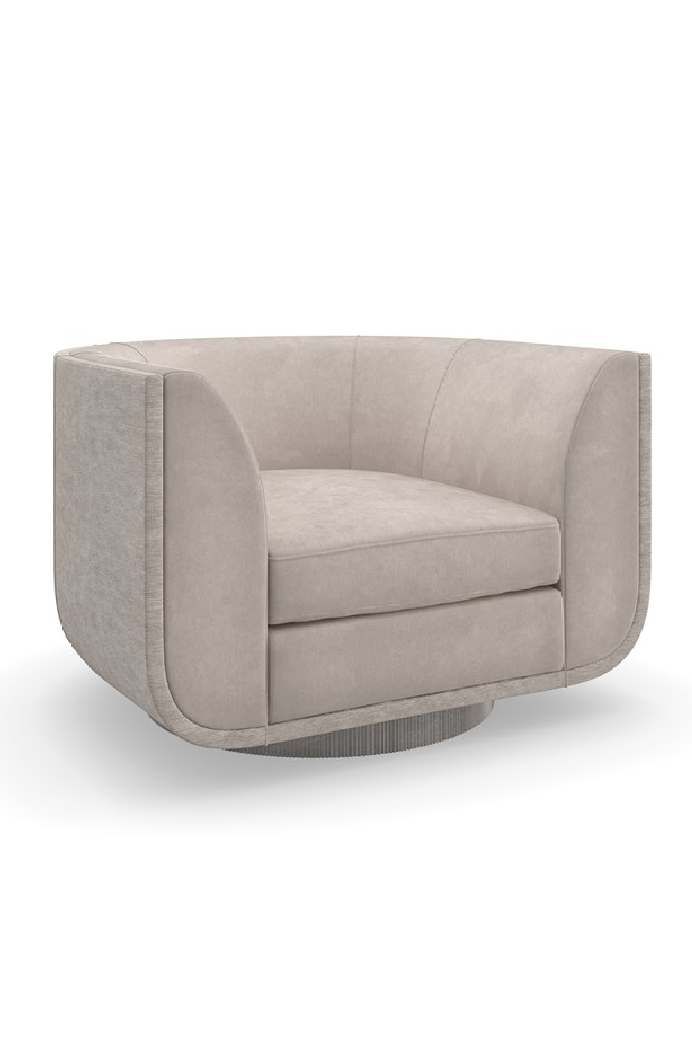 Taupe Velvet Swivel Lounge Chair | Caracole Clipper | Caracole.eu.com