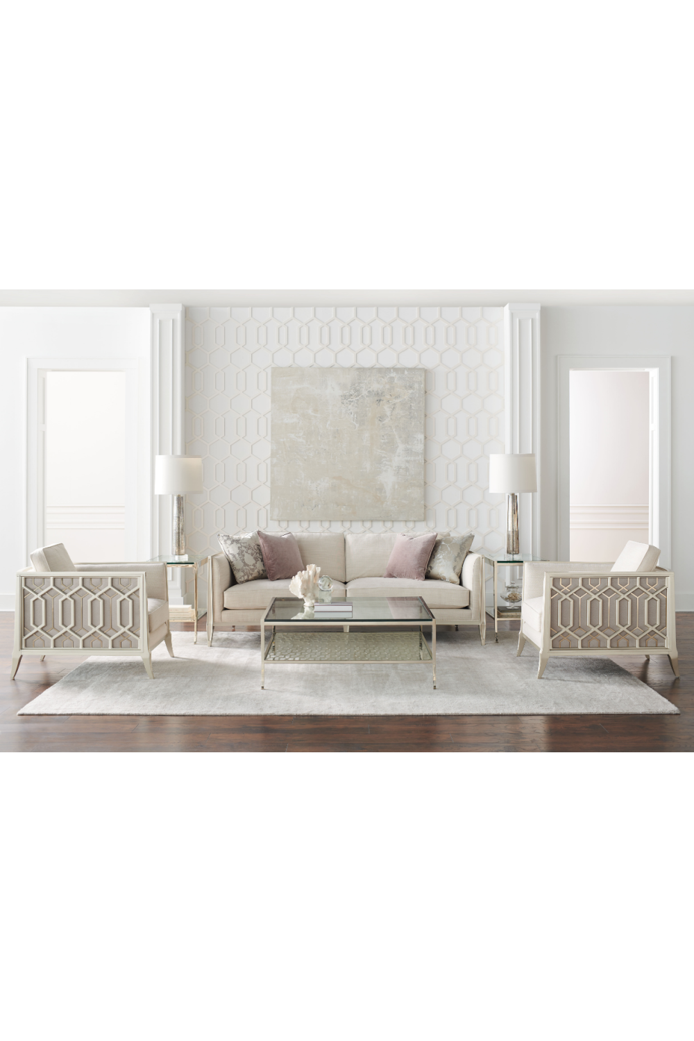 Cream Carved Modern Sofa | Caracole Just Duet | Caracole.eu.com