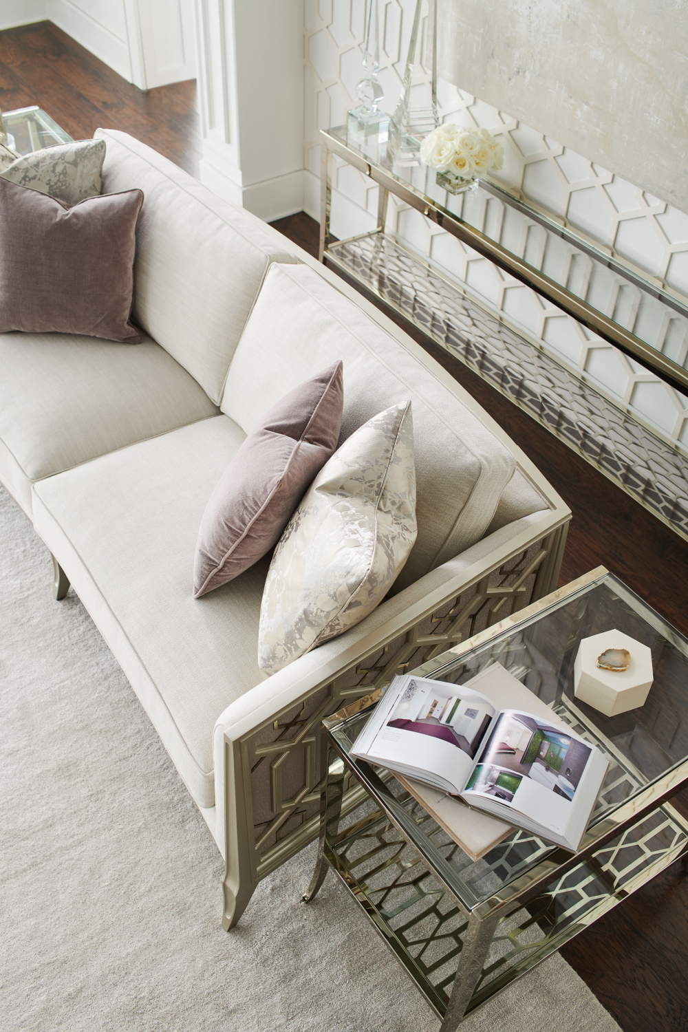 Cream Carved Modern Sofa | Caracole Just Duet | Caracole.eu.com