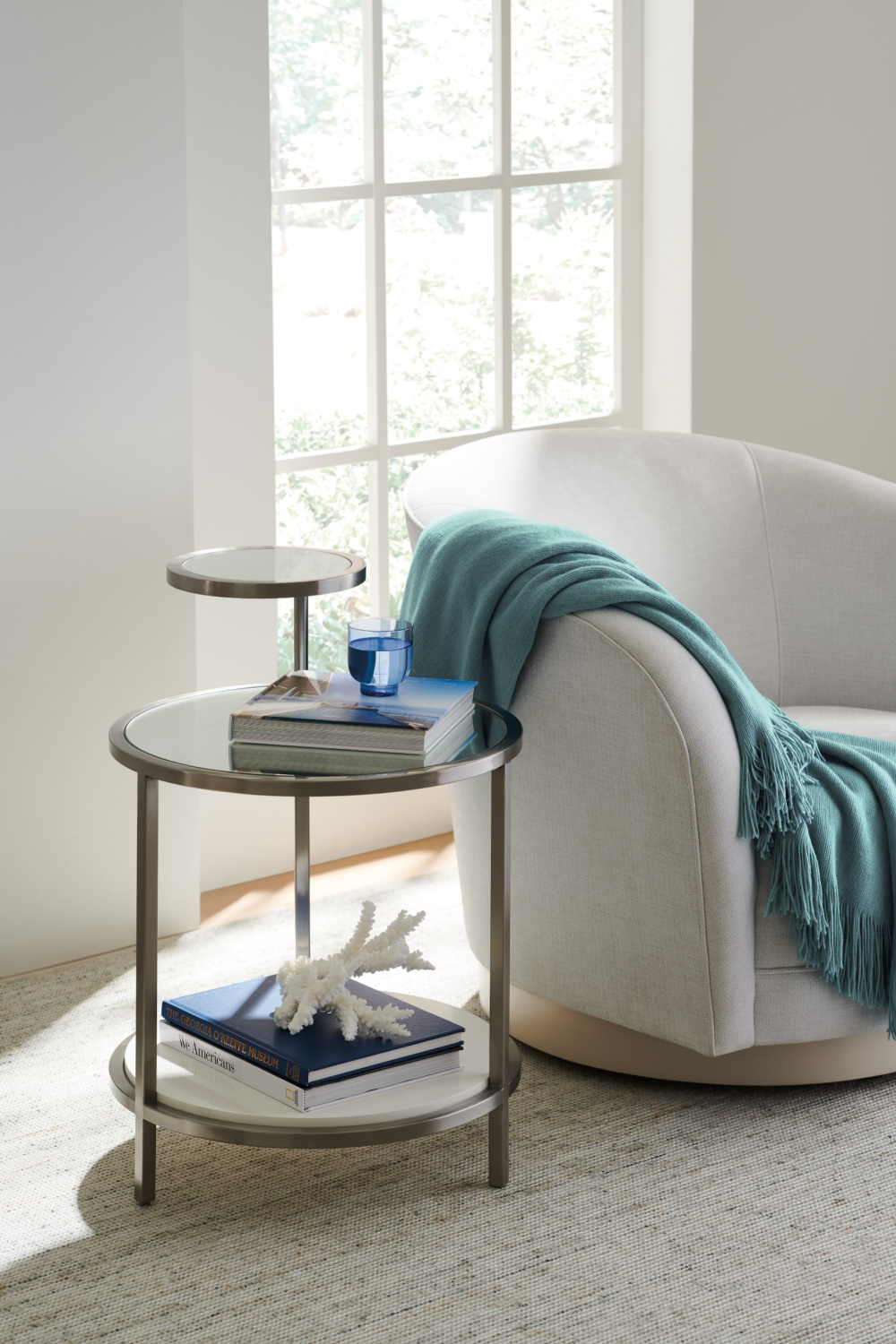 White Chenille Swivel Chair | Caracole Ahead of the Curve | Caracole.eu.com
